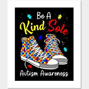 Be A Kind Sole Autism Awareness Rainbow Trendy Puzzle Shoes Posters and Art